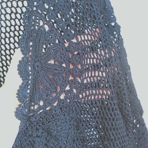 Vintage Kroshetta Crochet Sweater black size M - Picture 3 of 5